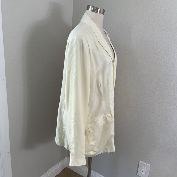 J Crew Womens Plus 22 Light Yellow Blazer Cupro Viscose Lightweight Jacket - Picture 2 of 10
